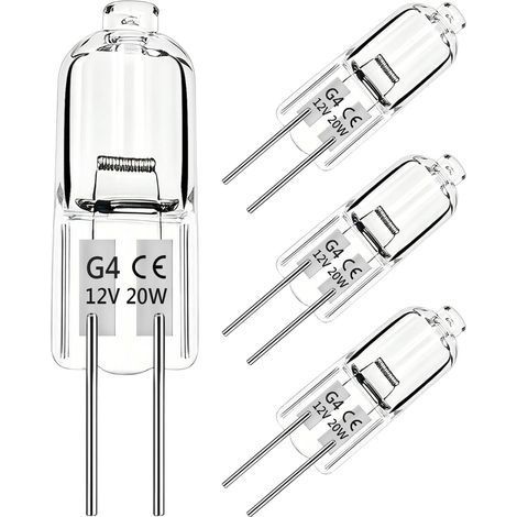 4 Pièces Ampoule Halogène G4 12V 20W Dimmable, Blanc Chaud 2700K, Lampe Halogene G4 pour Four, Hotte de Cuisine, Plafonnier, Bain, Éclairage D'armoire (1/5)