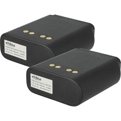 vhbw 2x Batterie remplacement pour Motorola NTN4538, NTN4594, NTN4595, NTN4592, NTN4593, NTN4593DR pour radio talkie-walkie (1800mAh, 7,2V, NiMH)