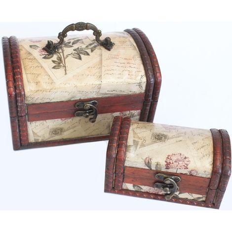 Lots de 2 Boîtes Coloniales - Rose Design- Vendu par 1 (1/3)
