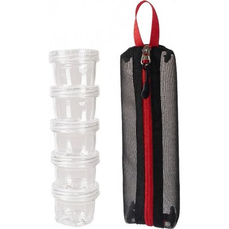 Kit portátil para especias para actividades al aire libre, camping y senderismo, botellas de PET transparentes a prueba de fugas, bolsa de nailon.