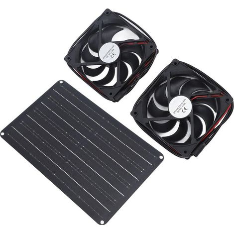 Kit Ventilateur Solaire 15W 12V avec Câble 1,5m pour Serre, Poulailler, Abri, Cabane Animal (1/5)