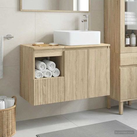 vidaXL Bathroom Furniture Set 2 pcs Sonoma Oak Engineered Wood (1/5)