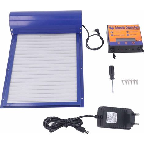 Ouvre-porte automatique pour poulailler avec minuterie - Porte de poulailler automatique et alimentée par piles, accessoire en aluminium pour la protection des poules (1/5)