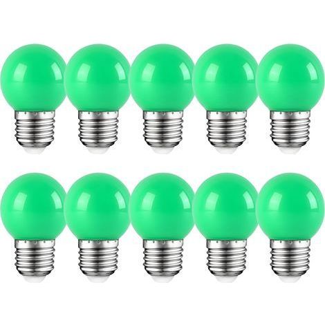 10 Ampoule LED E27 2W Couleur Vert Golf PC 360 Degrés Pour Décoration Fête (1/5)