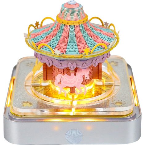 3D 2026 Desk Calendar with Detachable Light for Christmas, Housewarming, Office Decoration (Carousel) (1/5)