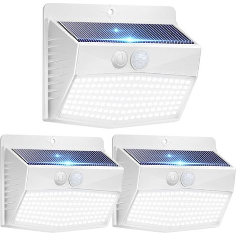 Lampe Solaire Extérieur Détecteur de Mouvement[Lot de 3 de 138LED] Lumière Étanche Sans Fil 3 Modes Spot LED Éclairage Extérieur Solaire pour Jardin Decoration (1/5)