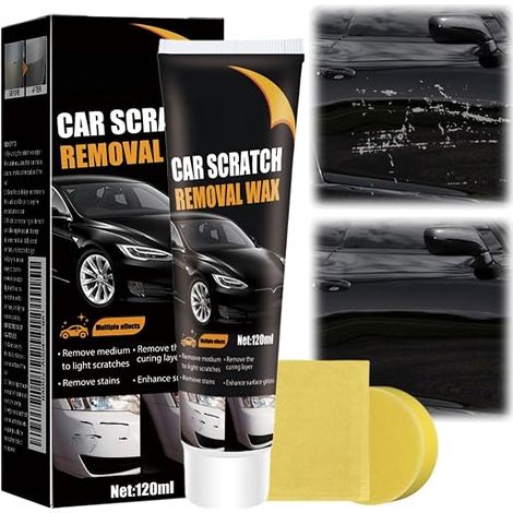 120 ml Car Scratch Repair Cream Kit, Car Scratch Polish Remover with Sponge, Durable Polish Car Bodywork, Universal Easy to Use Body Polish (1/5)