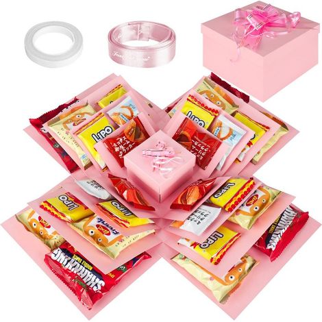 Boite Surprise, Explosion Box, Boite Cadeau Surprise, Boite Surprises Anniversaires, DIY Boîte D'explosion pour Noël Anniversaire Anniversaire Saint Valentin(rose) (1/5)
