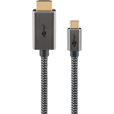 Goobay 75701 adaptador de cable de vídeo 3 m USB Tipo C HDMI tipo A (Estándar) Negro, Plata (1/5)