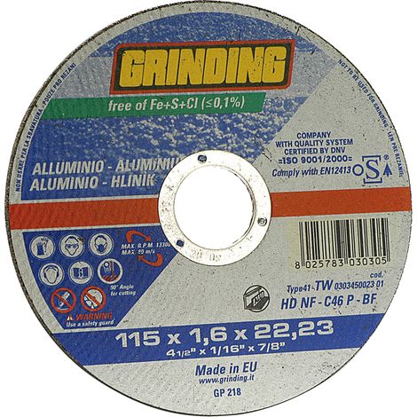 MOLA ABRASIVA PER ALLUMINIO ø 115 x 1,6- 50 pezzi - GRINDING