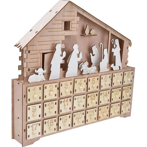 Calendrier lumineux LED, calendrier de bureau en bois, calendrier de l'Avent, décoration pour sapin de Noël (1/5)