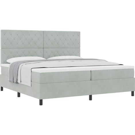 Maison Exclusive - Letto a molle con materasso Grigio chiaro 200 x 200 cm Velluto (1/5)
