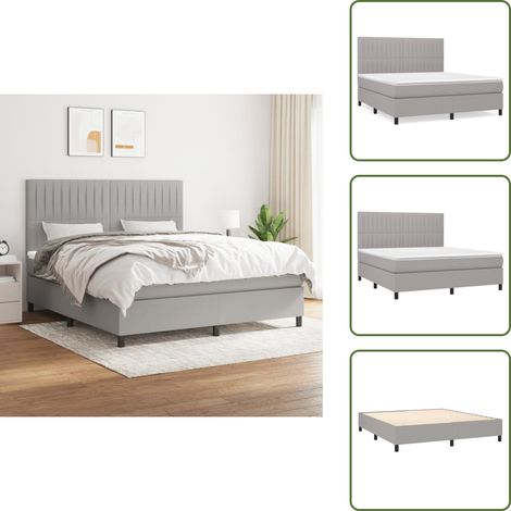 Boxspringbett mit Matratze Hellgrau 160x200 cm Stoff - Boxspringbett - Doppelbett - Schlafsystem - Bettrahmen - Matratze (1/5)