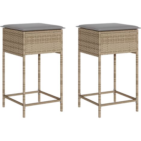 Maison Exclusive - Sgabelli da Bar con Cuscini 2 pz Beige in Polyrattan