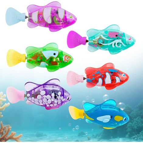 Robot Poisson, 6 Pièces Poisson Robot, Poissons nageurs électriques avec lumière LED, fonctionnant sur Piles, Jouet réutilisable pour Enfants, Animaux de Compagnie et piscines (1/5)