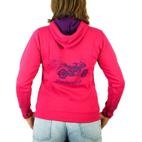 Sweat capuche pour moto Femme L'Entourloop Birdy Fushia taille M (1/2)
