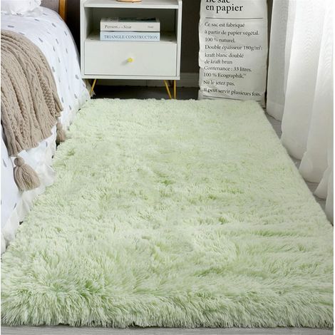 Tapis Doux Salon Tapis Anti Slip Moelleux Chambre Tapis Tapis Shaggy Tapis De Sol Grand pour Couloir Chambre Vert Clair, 60x160cm (1/5)