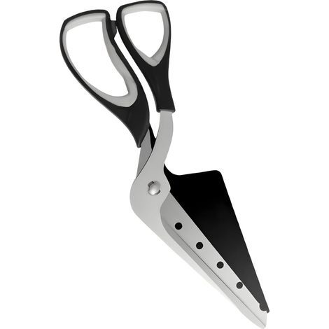Multifunktionale Pizzaschere mit integriertem Spaten, Pizzaschneider aus lebensmittelechtem Edelstahl, abnehmbare Küchenschere für einfache Reinigung, ergonomischer Griff, Schwarz/Grau (1/5)
