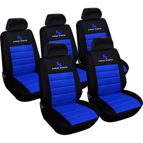 WOLTU 5er Sitzbezüge Auto Einzelsitzbezug universal Größe, Komplettset,Schwarz-Blau (1/4)