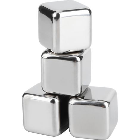 Glaçons réutilisables en acier inoxydable 304 avec pince, pour vin, whisky et autres boissons (lot de 4). (1/5)