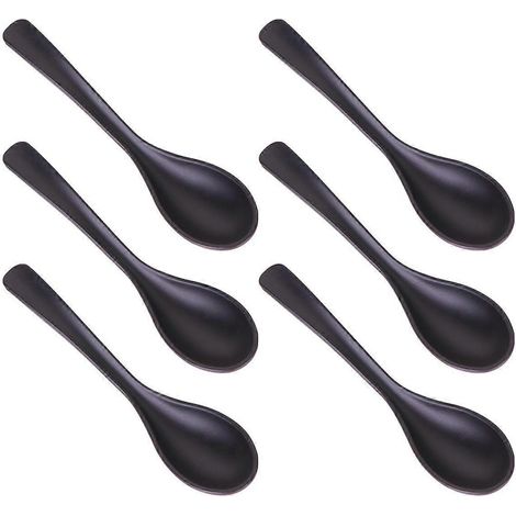 pièces de couverts en mélamine A5, cuillère à soupe imitation porcelaine noire, vaisselle durable pour la maison (140071)-17.1X4cm-Black