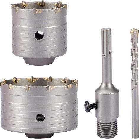 Foret Beton 68mm, Scie Cloche Beton 100mm, Foret à Sec avec Tête de Meulage YG8, M22 Trépan Béton avec Queue Ronde 110mm Plus, Kit Scie Cloche Carbure (1/5)