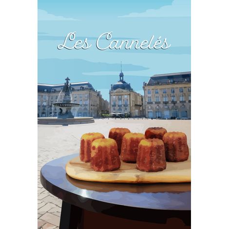 Tableau sur toile illustration cannelés 30x45 cm - Impression sur Toile Murale Décorative - Image imprimée en HD sur Toile - Toile sur Châssis en Bois FSC - Fabriqué en France (1/5)