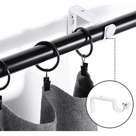 Questo set di 4 supporti per bastoni per tende è facile da installare, ha un'elevata capacità di carico ed è adatto per le tende di casa. (1/3)
