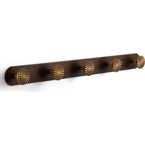 Patère Murale 1 Pièce, Crochet Laiton Antique et Bois pour Serviettes, Style Vintage, Porte-manteau Robuste en Alliage de Zinc (1/5)