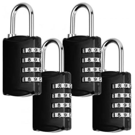 4 Pack 4 Digit Combination Lock, Small Combination Lock, Waterproof Locker Lock, Combination Lock for Locker, Gym, School, Gate, Shed, Garage, Black (1/4)