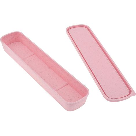 1 tragbare Reisebesteckbox, Utensilienbox für Bestecksets, 24 x 6 cm (rosa) (1/5)