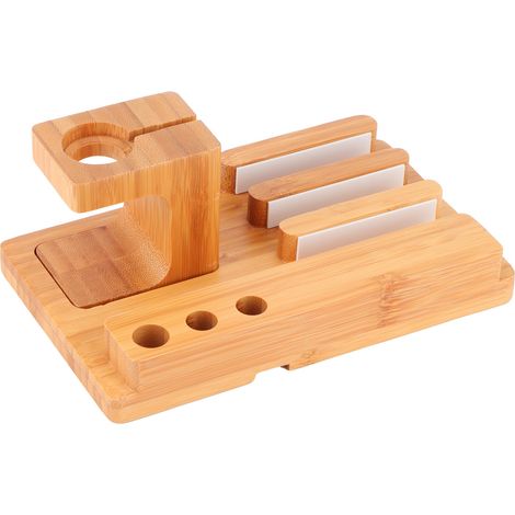 Multifunktionales Bambus-Set: Uhrenständer, Handyhalter, Laptop-Organizer fürs Homeoffice (1/5)