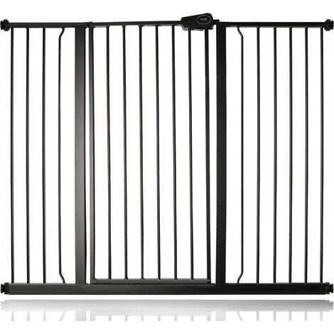 Safetots Extra Tall Metal Safety Gate Pressure Fit, 126.7cm - 134.3cm, Matt Black, 104cm in Height, Extra Tall Baby Gate