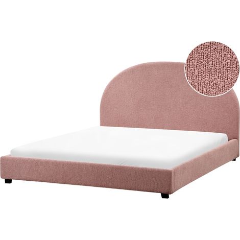 Letto matrimoniale minimalista 160 x 200 cm Testiera semicircolare in bouclè bianco sporco Vaucluse