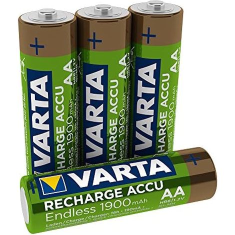 4 pilas recargables LR06 VARTA AA de 1900mAh recicladas (1/5)