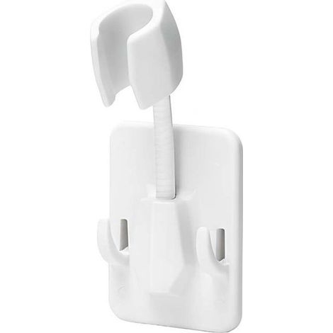 Support de douche - AVIZAR - Sans perçage - Fixation adhésive renforcée - Orientable 360° - Blanc (1/4)