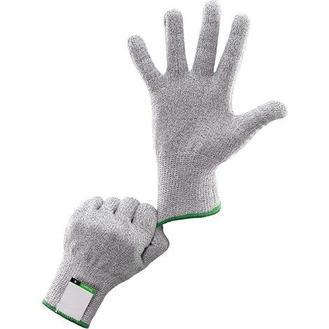 Pair of Cut-Resistant Gloves, Size S, Kitchen Gloves, Class 5 Protection, EN 388 Standard, 20 cm, Grey Hemp (1/5)