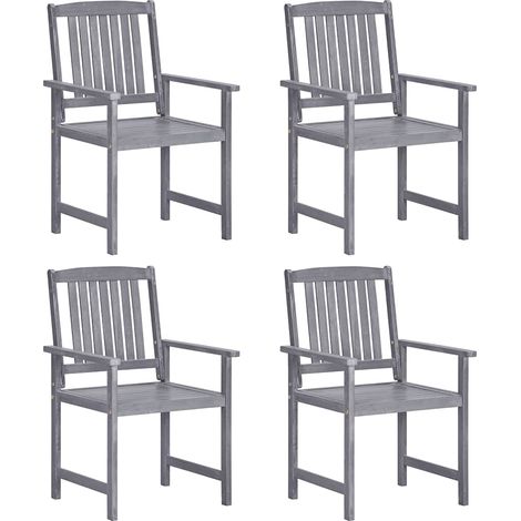 Lot de 4 Chaises de Jardin en Bois Massif d'Acacia Gris pour Extérieur - PANGIVO (1/5)