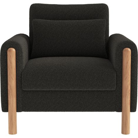 Sillón individual tapizado en tejido Teddy gris oscuro, 87 x 83 x 88,5 cm, MODENUIT (1/5)