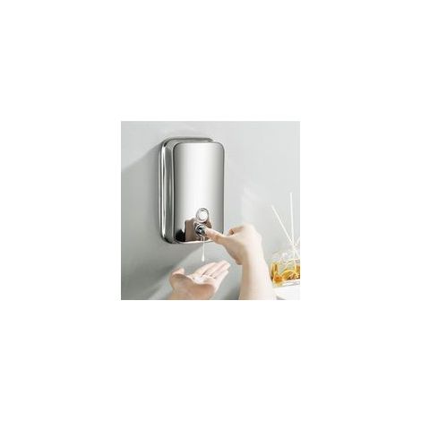 Distributeur de Savon Mural 500ml Acier Inoxydable avec Protection ABS Design Pratique pour Cuisine et Salle de Bain