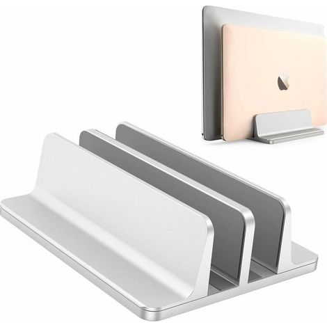 Adjustable Vertical Laptop Stand, Dual Stand for All Tablets and Laptops - Perfect for MacBook, Lenovo and Others, Dual Seater, Silver (1/5)