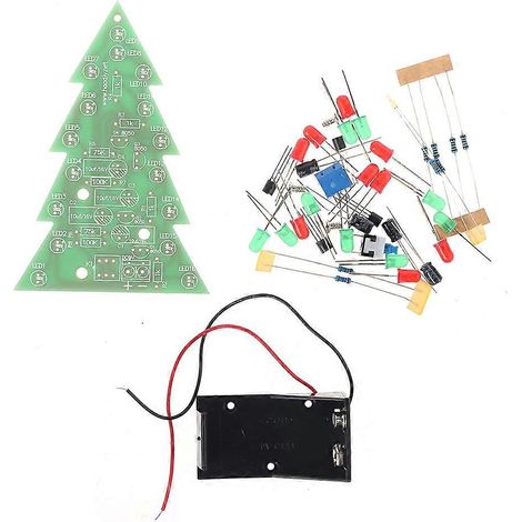 Kit de bricolage pour sapin de Noël avec guirlande lumineuse LED clignotante rouge et verte, circuit imprimé LED. (1/5)