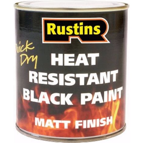 Rustins HRMB500 Quick Dry Heat Resistant Paint Black 500ml RUS3094