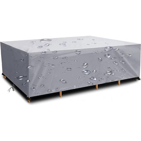 Telo di copertura impermeabile per mobili da esterno, colore argento, 180 x 120 x 74 cm, in tessuto Oxford 210D, con coulisse e fibbia. (1/5)