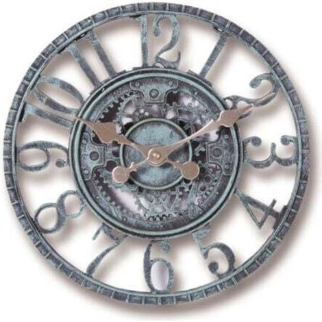 Outdoor Wall Clock, 30cm Waterproof Garden Clock, Retro Decorative Clocks for Home, Kitchen, Living Room - Non-Silent (Turquoise) (1/4)