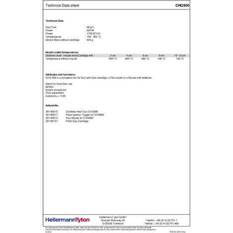 Hellermanntyton CHG900-PA-GY Pistola de aire caliente gris