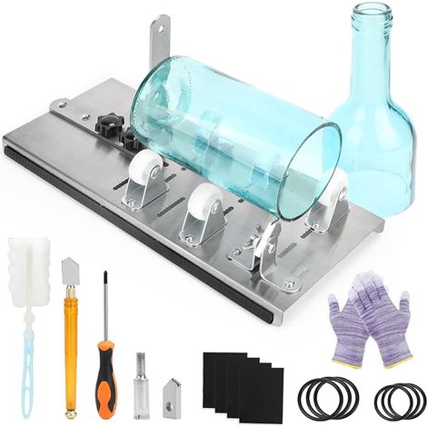 Coupe Verre Coupe Bouteille en Verre Outil de Bricolage Coupe Verre Kit en Acier Inoxydable pour Vin Bière Alcool Whisky Champagne Bouteilles (1/5)