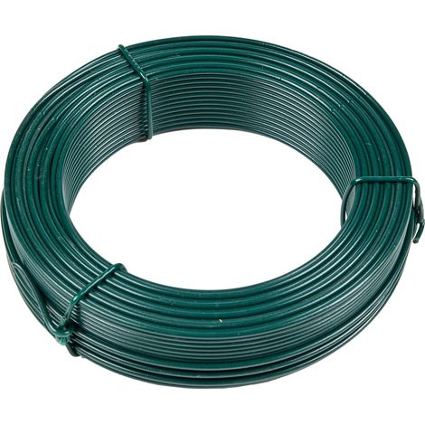 Flandria Filo di Ferro plastificato Verde Ø2,4mm rotolo 50m Filo metallico rivestito in PVC per legatura giardino, filo tensione recinzione, fai da te