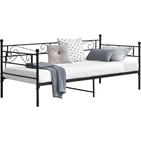 Metallbett Kerava 90x200 cm Schwarz [en.casa] (1/5)