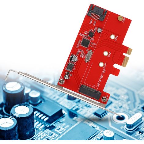 Carte d'adaptateur PCI-E vers M.2 pour disque SSD SATA/NVMe, extension de connecteur de carte mère (1/5)